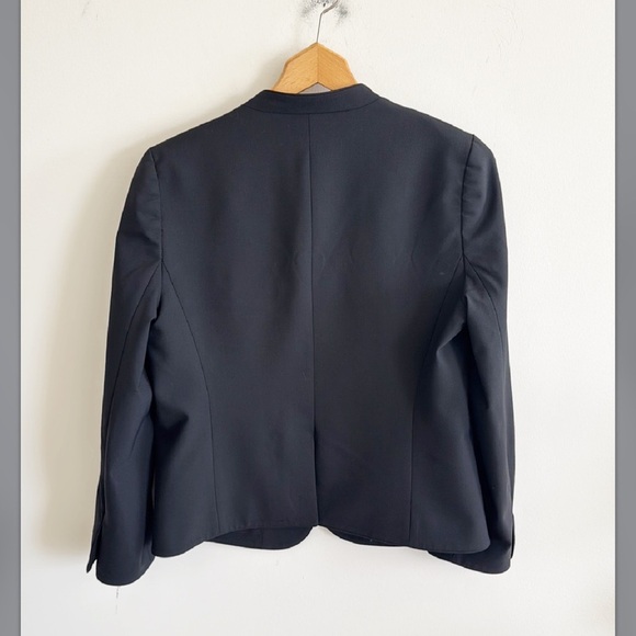 J. Crew wool Collarless Blazer Jacket in Italian Stretch Black Sz 10 Style E4776 - Picture 3 of 7